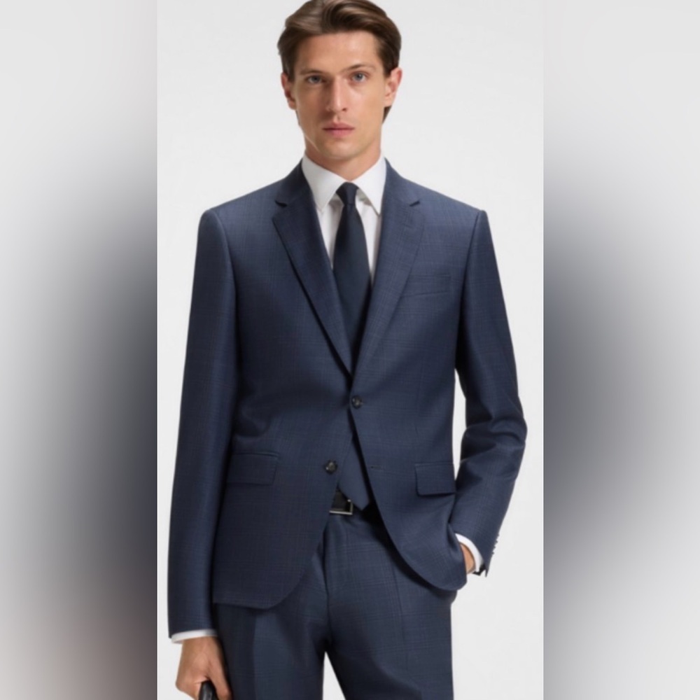 Hugo Boss Mens The ONE Suit Blazer Sport Coat Jacket Blue Size 40S